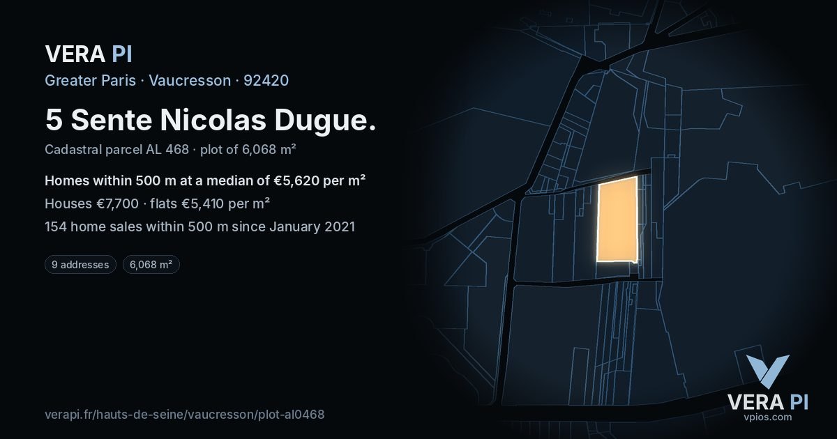 5 Sente Nicolas Dugue, Vaucresson at night – the plot lit, the parcels around coloured by the prices near them