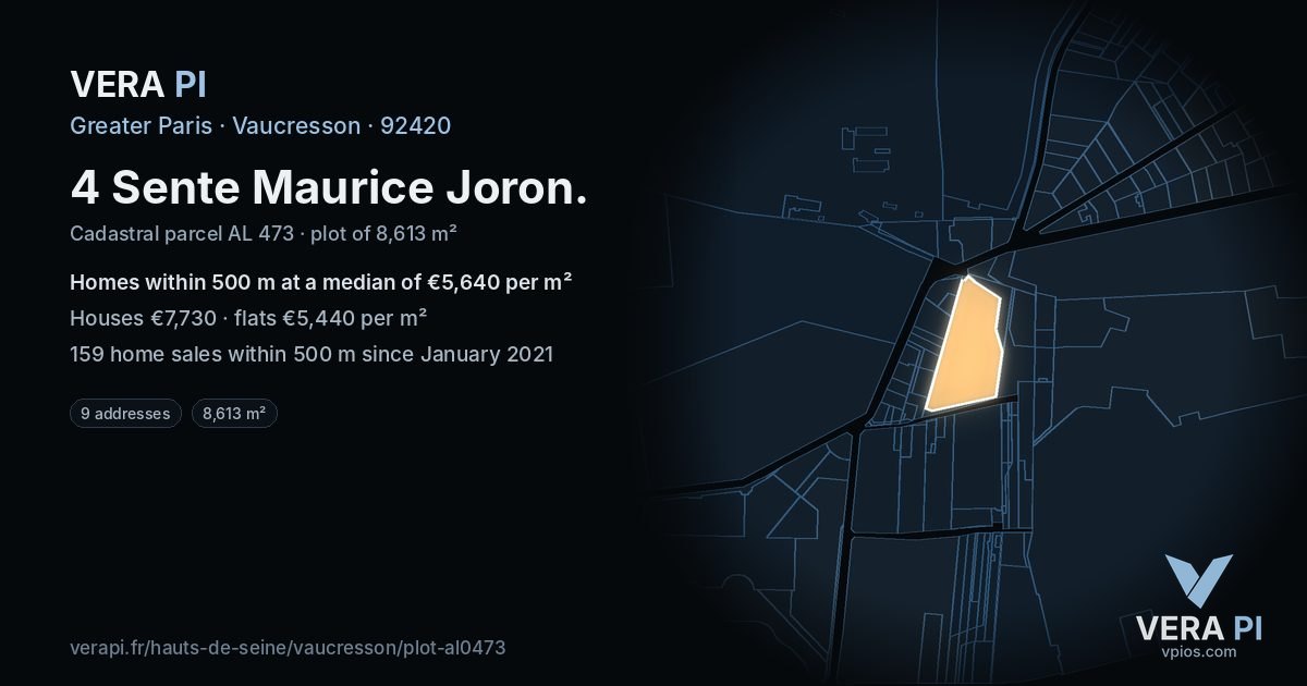 4 Sente Maurice Joron, Vaucresson at night – the plot lit, the parcels around coloured by the prices near them
