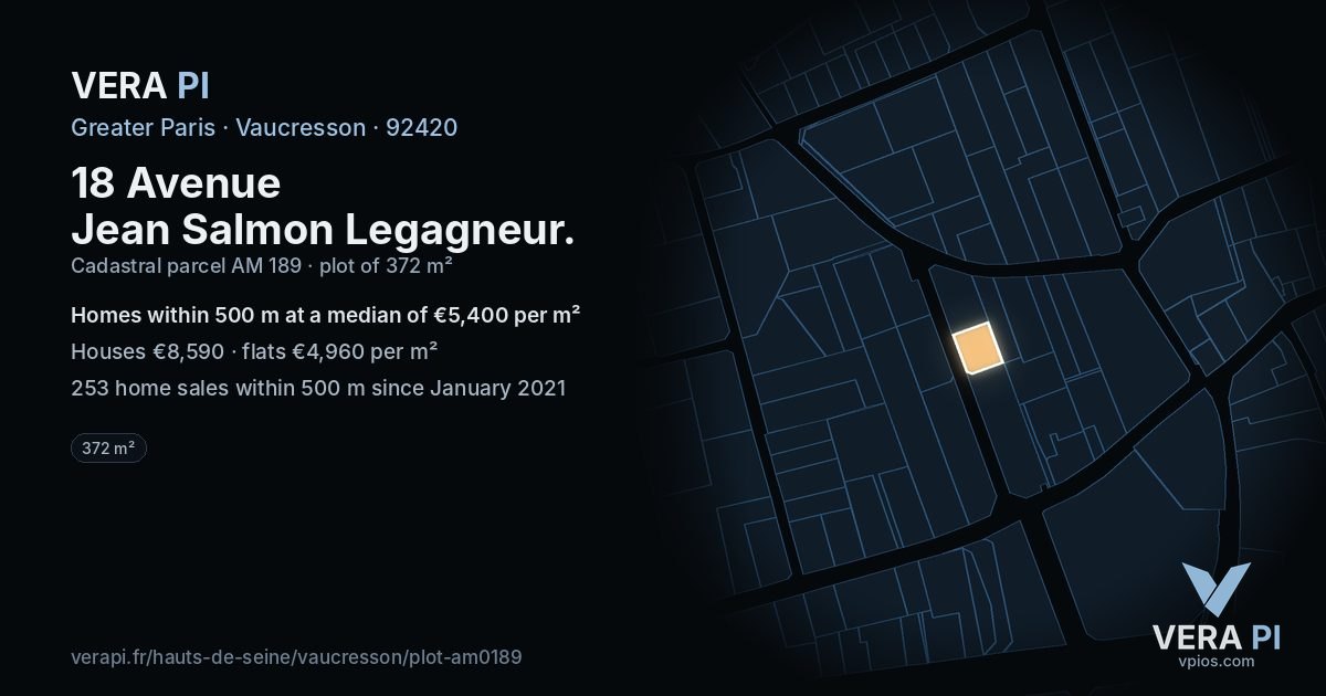 18 Avenue Jean Salmon Legagneur, Vaucresson at night – the plot lit, the parcels around coloured by the prices near them