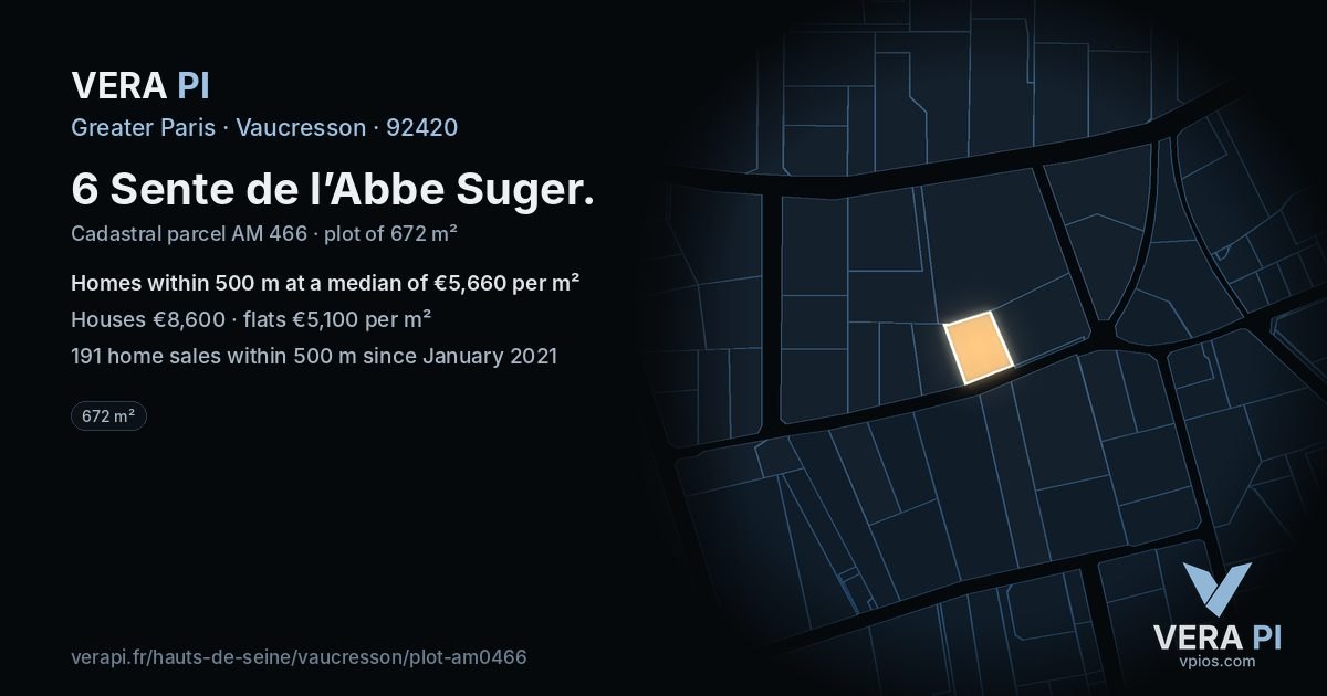 6 Sente de l’Abbe Suger, Vaucresson at night – the plot lit, the parcels around coloured by the prices near them