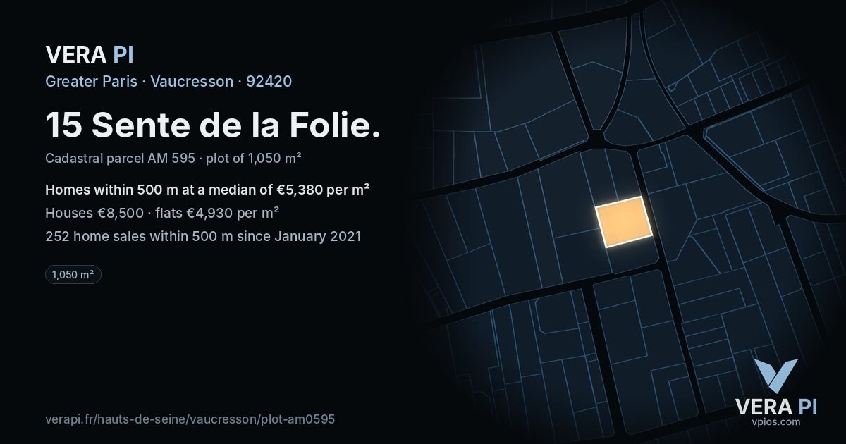 15 Sente de la Folie, Vaucresson at night – the plot lit, the parcels around coloured by the prices near them