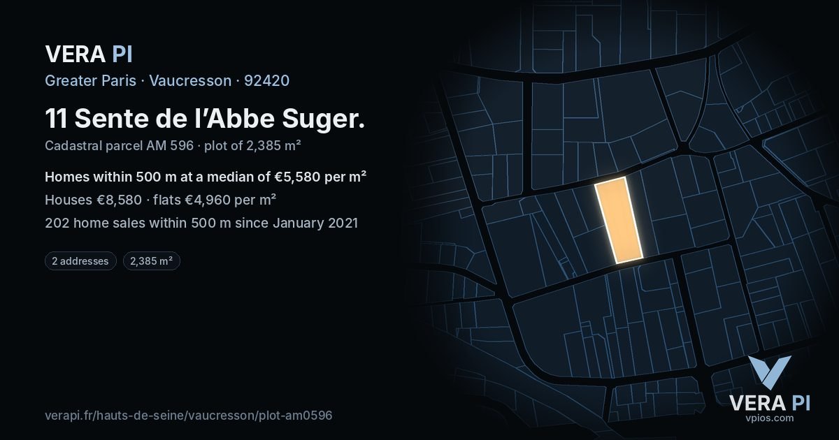 11 Sente de l’Abbe Suger, Vaucresson at night – the plot lit, the parcels around coloured by the prices near them