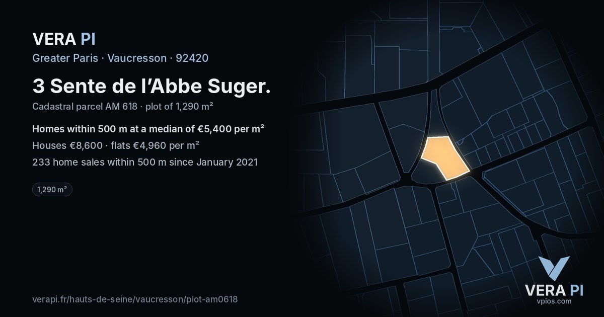 3 Sente de l’Abbe Suger, Vaucresson at night – the plot lit, the parcels around coloured by the prices near them