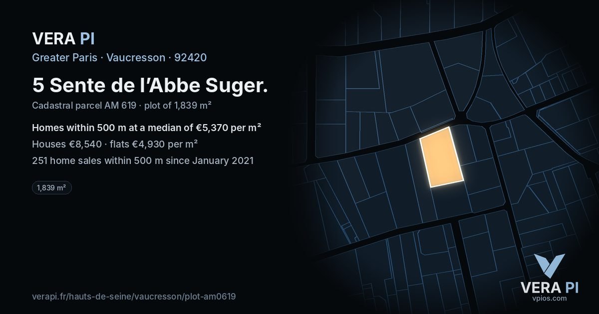 5 Sente de l’Abbe Suger, Vaucresson at night – the plot lit, the parcels around coloured by the prices near them