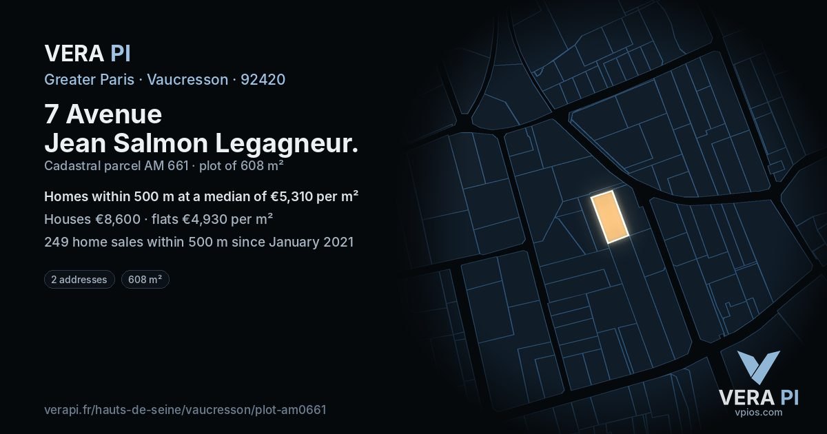 7 Avenue Jean Salmon Legagneur, Vaucresson at night – the plot lit, the parcels around coloured by the prices near them