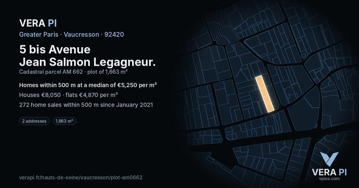 5 bis Avenue Jean Salmon Legagneur, Vaucresson at night – the plot lit, the parcels around coloured by the prices near them