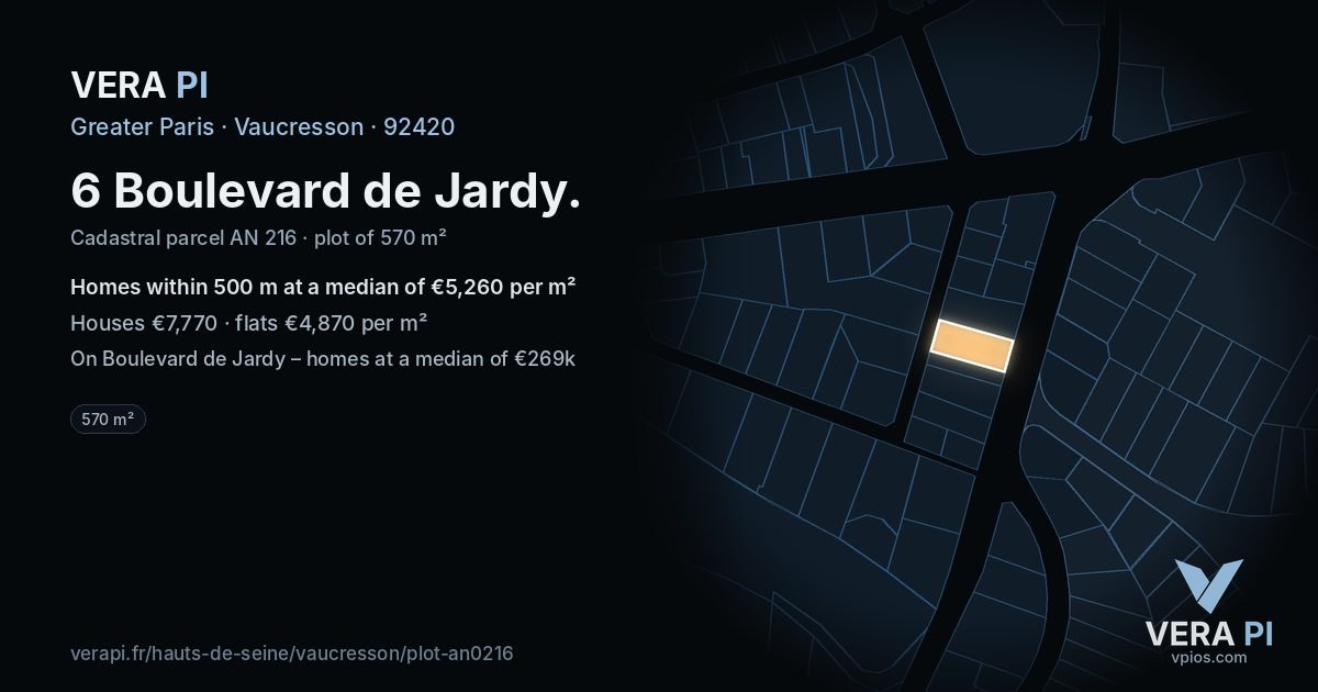 6 Boulevard de Jardy, Vaucresson at night – the plot lit, the parcels around coloured by the prices near them