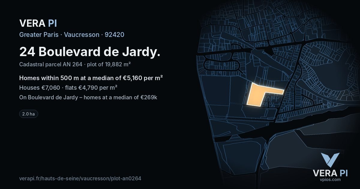24 Boulevard de Jardy, Vaucresson at night – the plot lit, the parcels around coloured by the prices near them