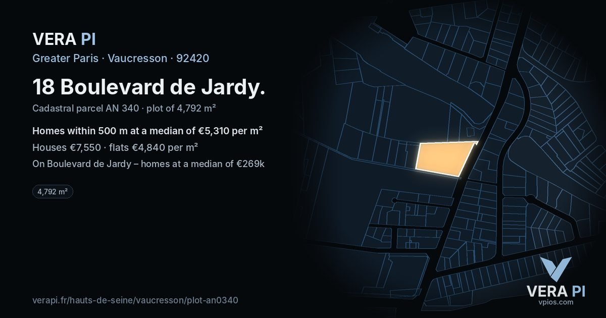 18 Boulevard de Jardy, Vaucresson at night – the plot lit, the parcels around coloured by the prices near them