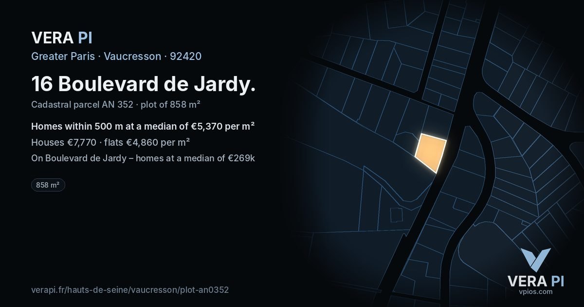 16 Boulevard de Jardy, Vaucresson at night – the plot lit, the parcels around coloured by the prices near them