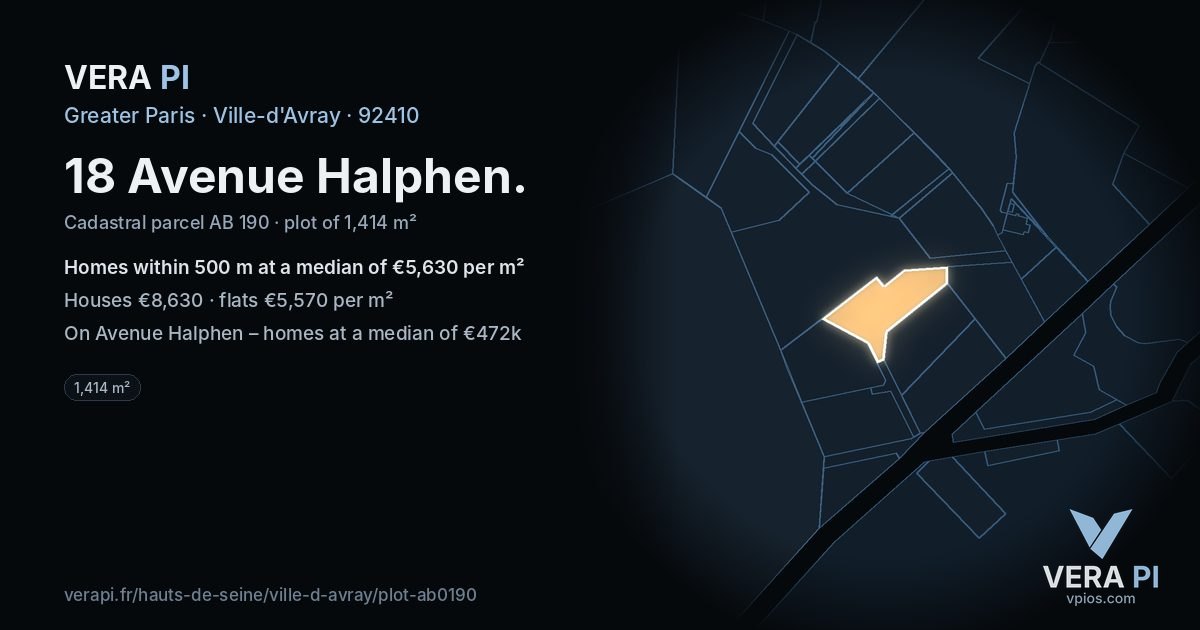 18 Avenue Halphen, Ville-d'Avray at night – the plot lit, the parcels around coloured by the prices near them