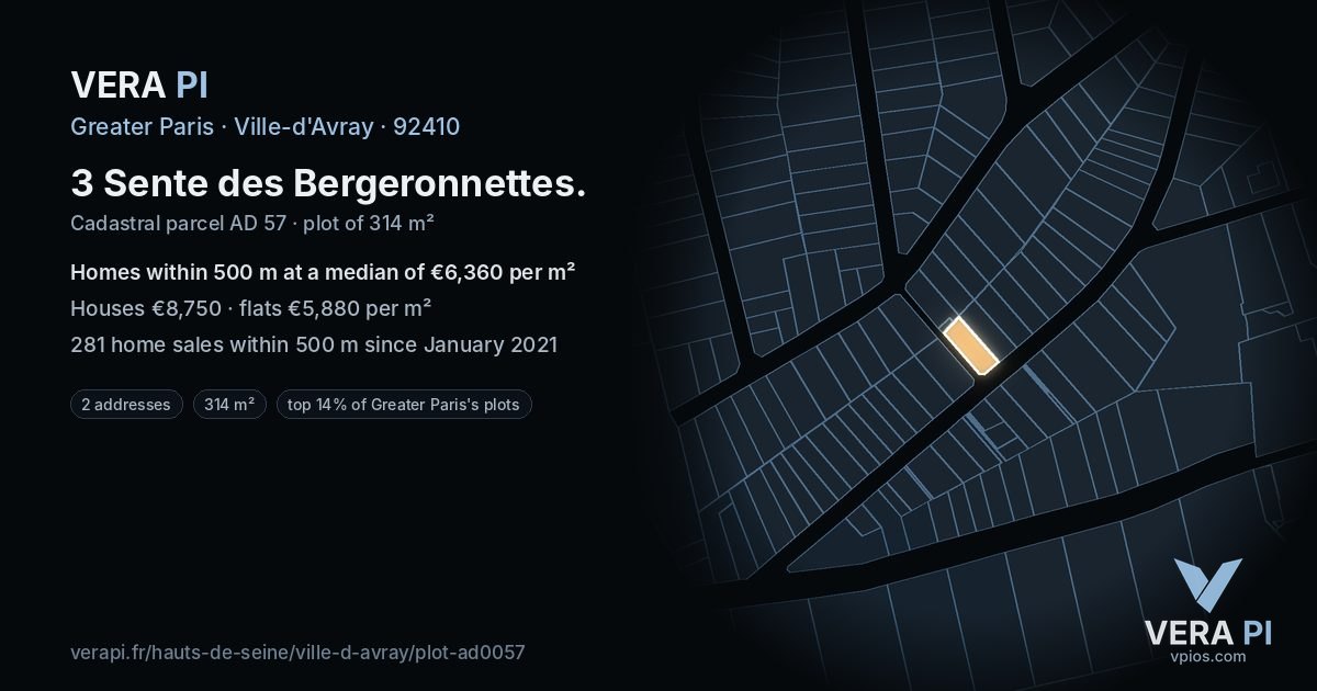 3 Sente des Bergeronnettes, Ville-d'Avray at night – the plot lit, the parcels around coloured by the prices near them