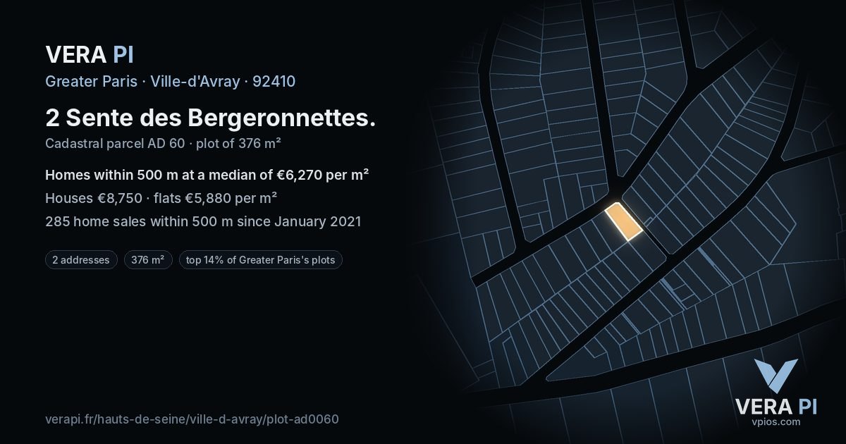 2 Sente des Bergeronnettes, Ville-d'Avray at night – the plot lit, the parcels around coloured by the prices near them