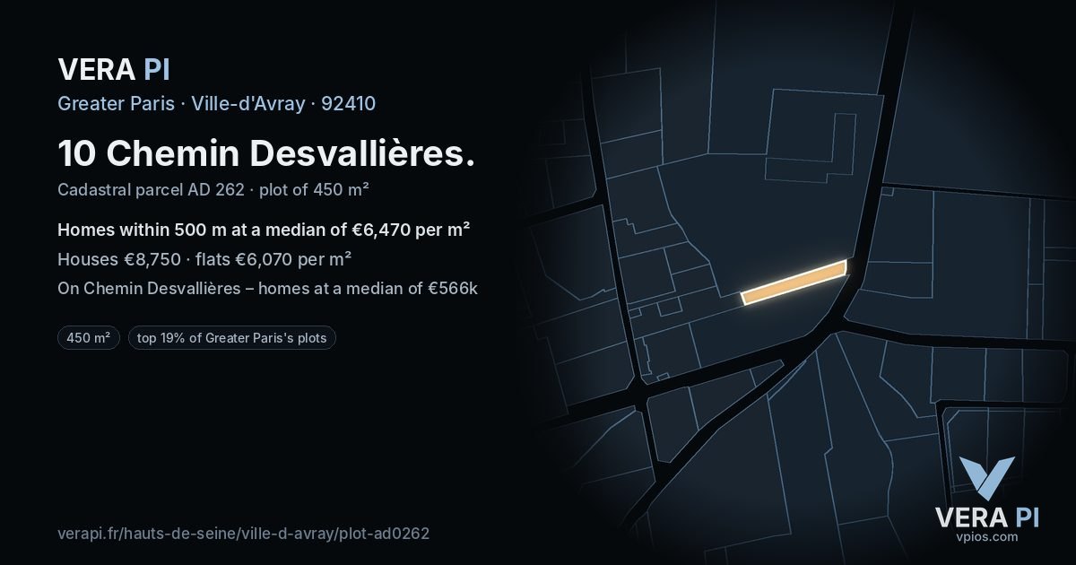10 Chemin Desvallières, Ville-d'Avray at night – the plot lit, the parcels around coloured by the prices near them
