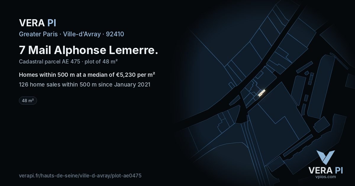 7 Mail Alphonse Lemerre, Ville-d'Avray at night – the plot lit, the parcels around coloured by the prices near them