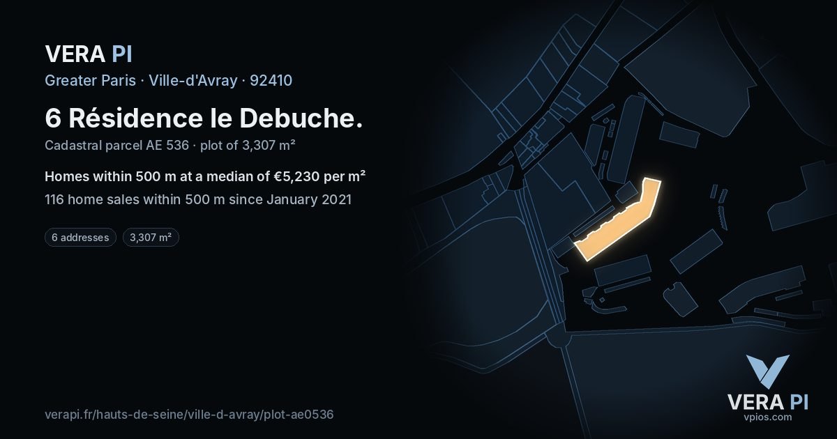 6 Résidence le Debuche, Ville-d'Avray at night – the plot lit, the parcels around coloured by the prices near them
