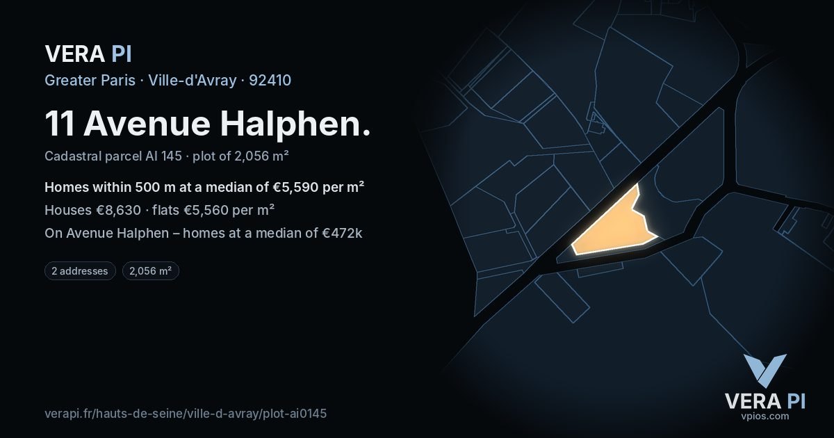 11 Avenue Halphen, Ville-d'Avray at night – the plot lit, the parcels around coloured by the prices near them