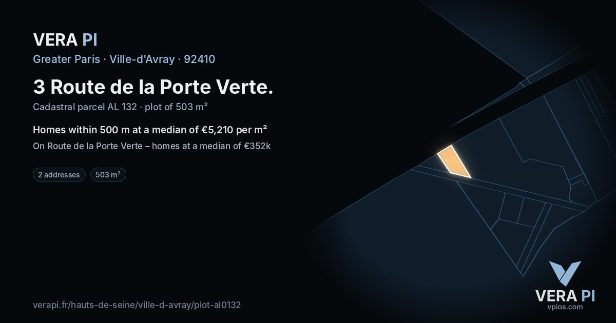 3 Route de la Porte Verte, Ville-d'Avray at night – the plot lit, the parcels around coloured by the prices near them