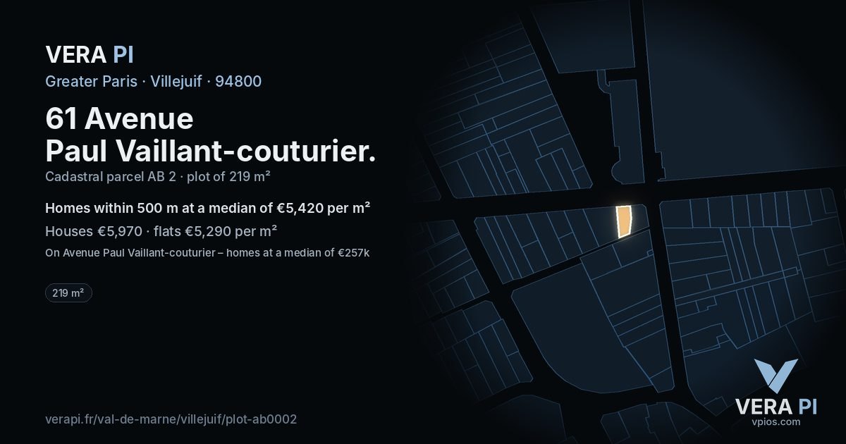 61 Avenue Paul Vaillant-couturier, Villejuif at night – the plot lit, the parcels around coloured by the prices near them