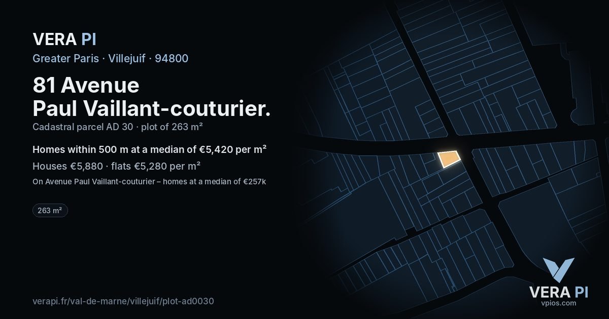 81 Avenue Paul Vaillant-couturier, Villejuif at night – the plot lit, the parcels around coloured by the prices near them
