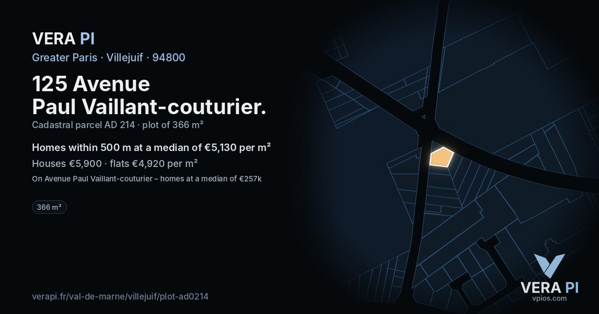 125 Avenue Paul Vaillant-couturier, Villejuif at night – the plot lit, the parcels around coloured by the prices near them