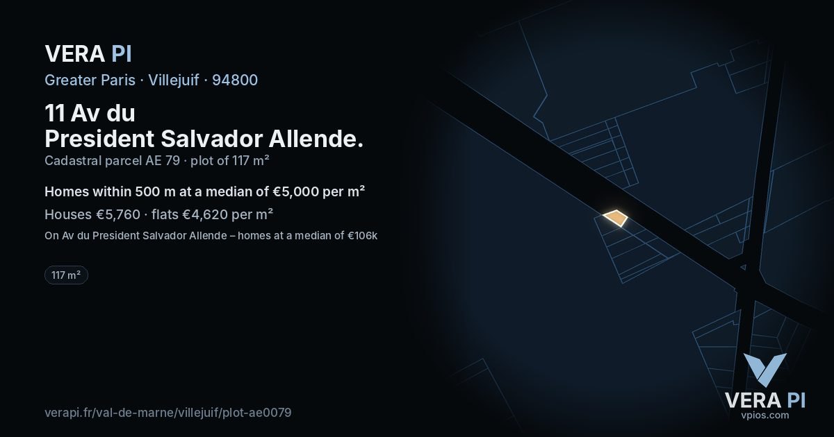 11 Av du President Salvador Allende, Villejuif at night – the plot lit, the parcels around coloured by the prices near them