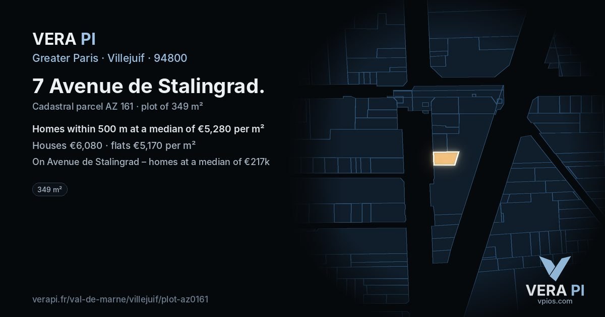 7 Avenue de Stalingrad, Villejuif at night – the plot lit, the parcels around coloured by the prices near them