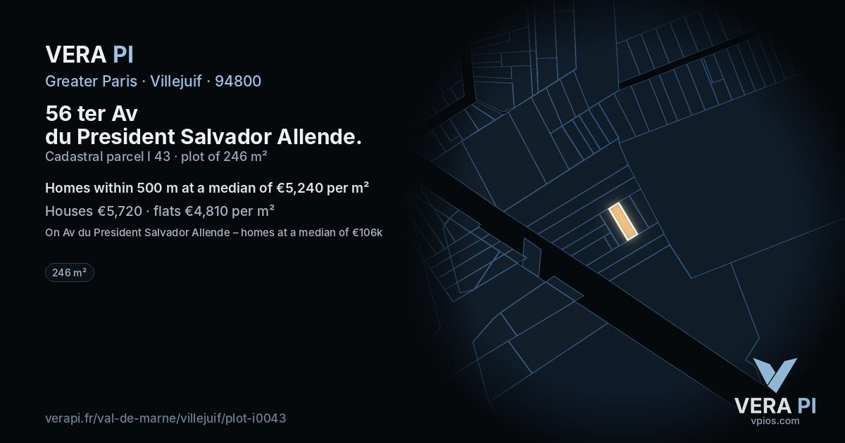 56 ter Av du President Salvador Allende, Villejuif at night – the plot lit, the parcels around coloured by the prices near them