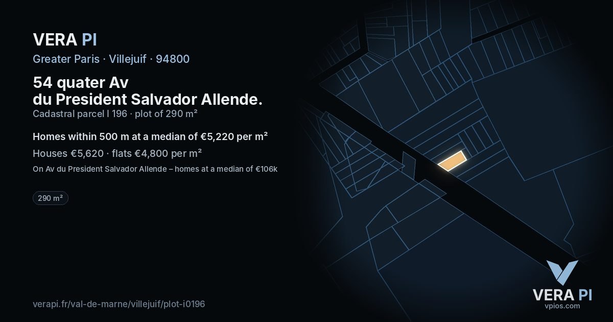 54 quater Av du President Salvador Allende, Villejuif at night – the plot lit, the parcels around coloured by the prices near them