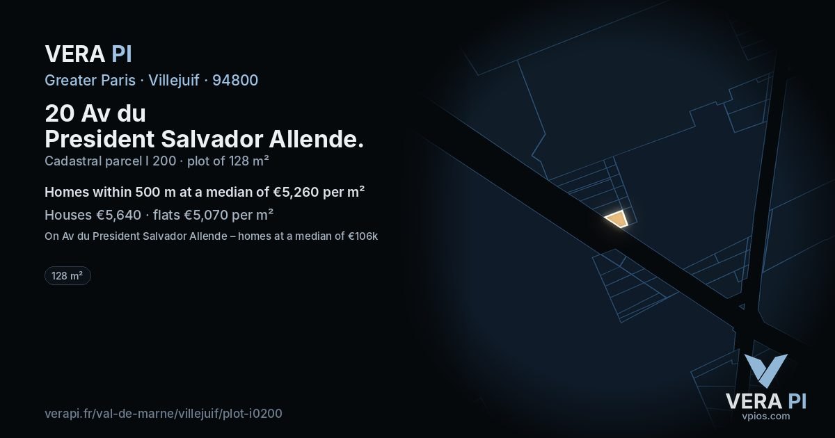 20 Av du President Salvador Allende, Villejuif at night – the plot lit, the parcels around coloured by the prices near them