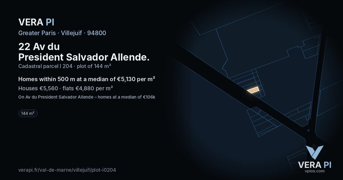 22 Av du President Salvador Allende, Villejuif at night – the plot lit, the parcels around coloured by the prices near them