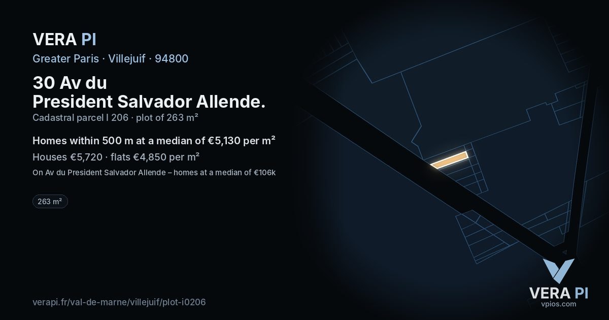 30 Av du President Salvador Allende, Villejuif at night – the plot lit, the parcels around coloured by the prices near them