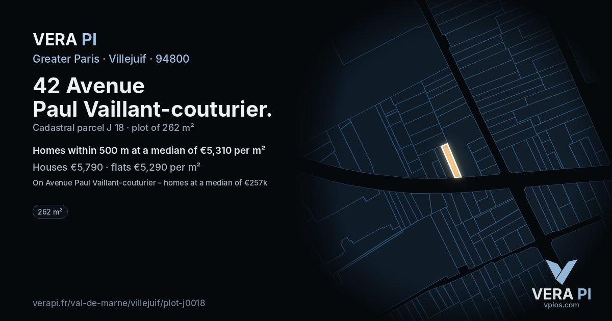 42 Avenue Paul Vaillant-couturier, Villejuif at night – the plot lit, the parcels around coloured by the prices near them