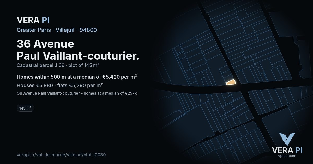 36 Avenue Paul Vaillant-couturier, Villejuif at night – the plot lit, the parcels around coloured by the prices near them