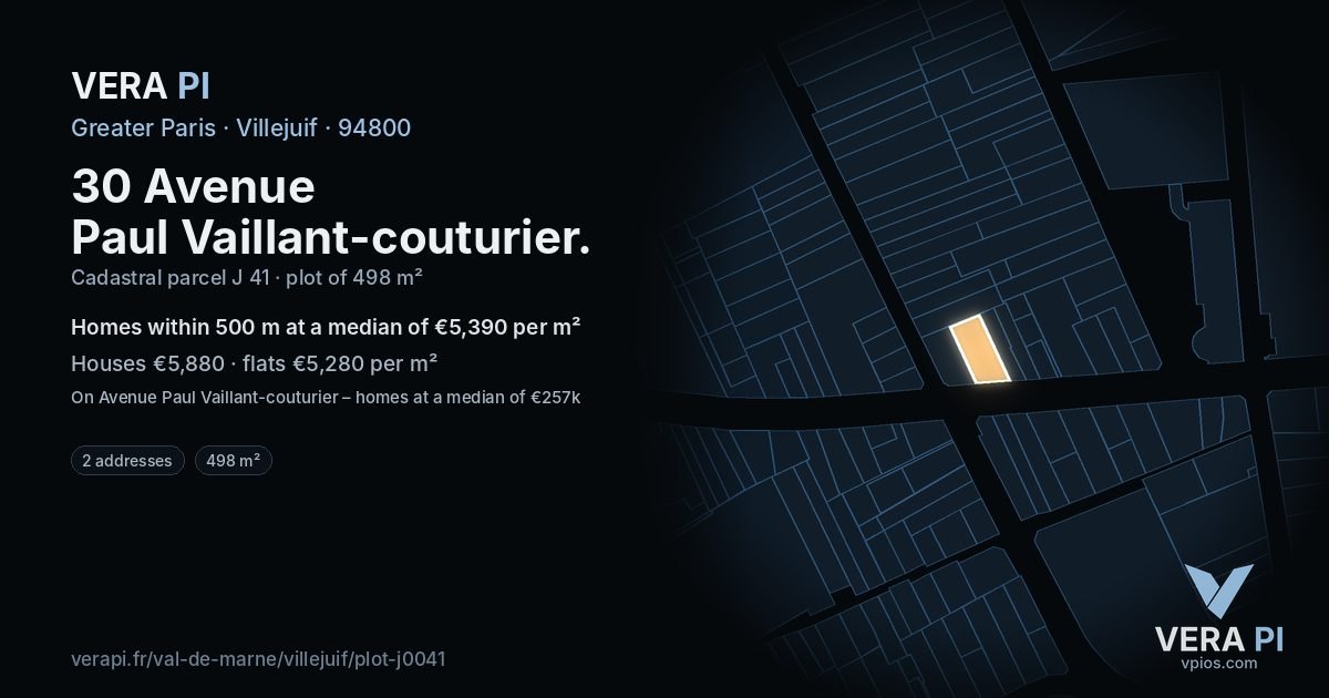 30 Avenue Paul Vaillant-couturier, Villejuif at night – the plot lit, the parcels around coloured by the prices near them