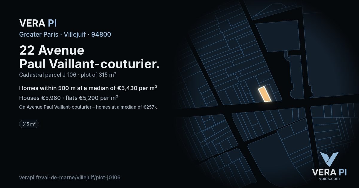 22 Avenue Paul Vaillant-couturier, Villejuif at night – the plot lit, the parcels around coloured by the prices near them