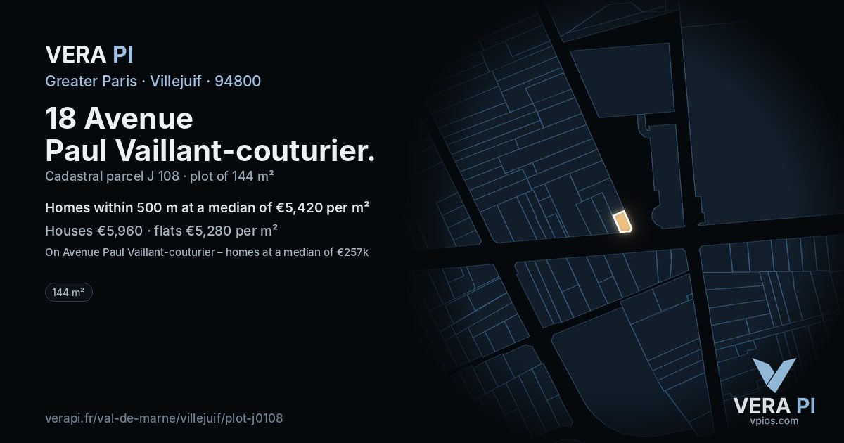 18 Avenue Paul Vaillant-couturier, Villejuif at night – the plot lit, the parcels around coloured by the prices near them