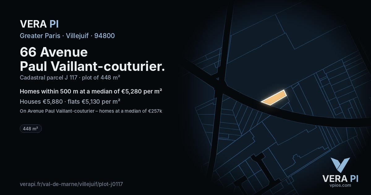 66 Avenue Paul Vaillant-couturier, Villejuif at night – the plot lit, the parcels around coloured by the prices near them