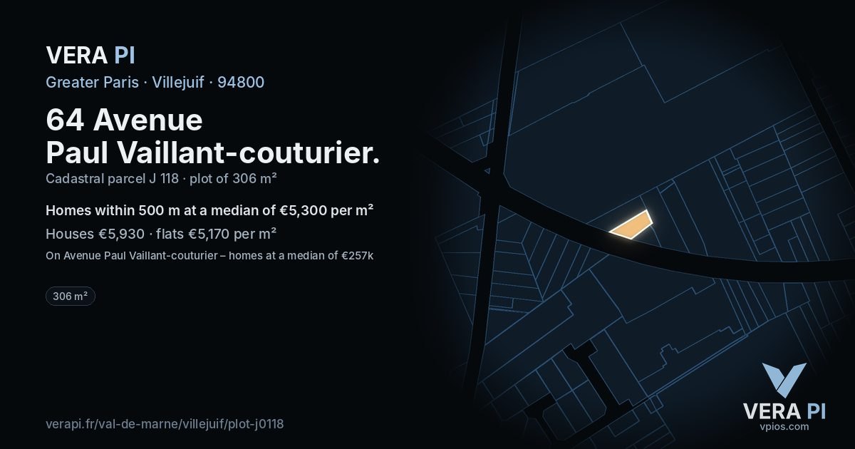 64 Avenue Paul Vaillant-couturier, Villejuif at night – the plot lit, the parcels around coloured by the prices near them