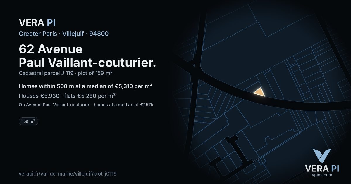 62 Avenue Paul Vaillant-couturier, Villejuif at night – the plot lit, the parcels around coloured by the prices near them