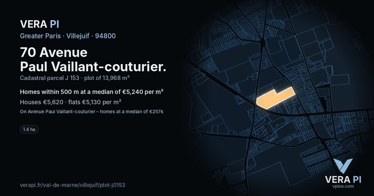 70 Avenue Paul Vaillant-couturier, Villejuif at night – the plot lit, the parcels around coloured by the prices near them