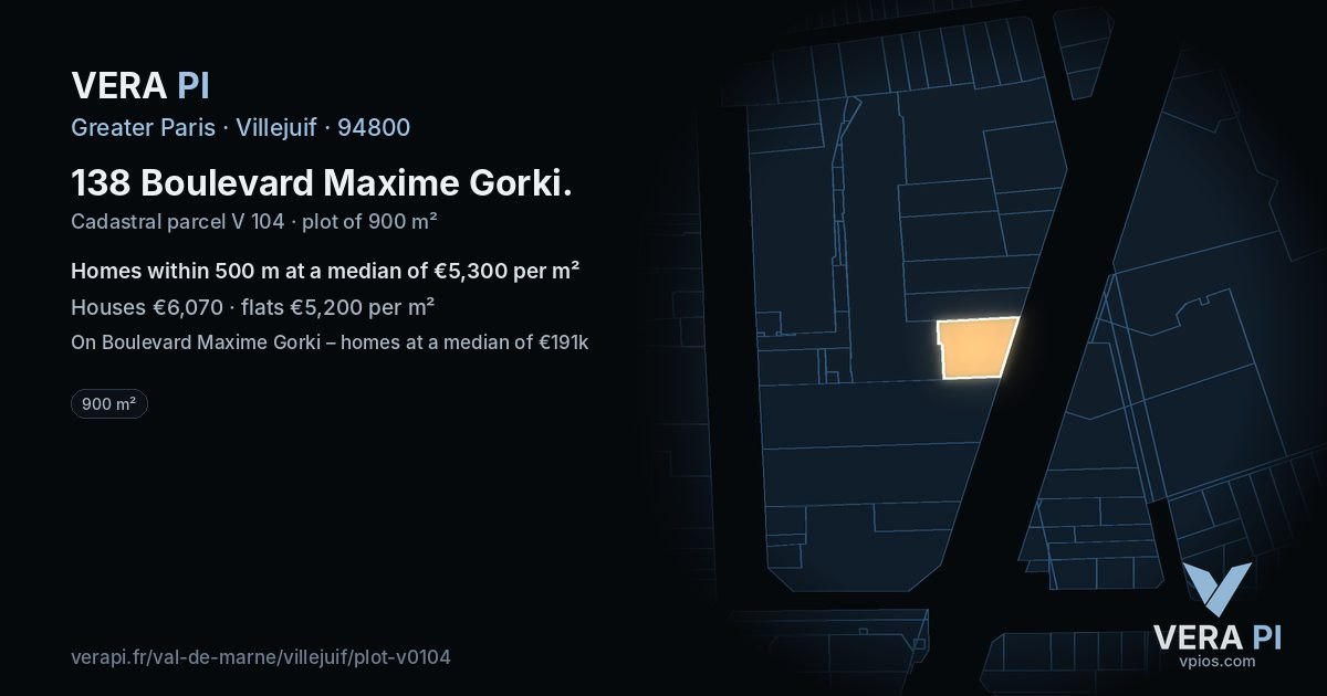 138 Boulevard Maxime Gorki, Villejuif at night – the plot lit, the parcels around coloured by the prices near them