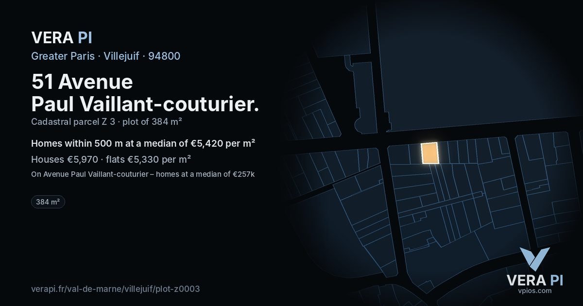 51 Avenue Paul Vaillant-couturier, Villejuif at night – the plot lit, the parcels around coloured by the prices near them