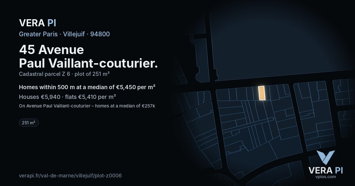45 Avenue Paul Vaillant-couturier, Villejuif at night – the plot lit, the parcels around coloured by the prices near them
