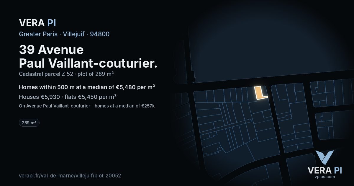 39 Avenue Paul Vaillant-couturier, Villejuif at night – the plot lit, the parcels around coloured by the prices near them