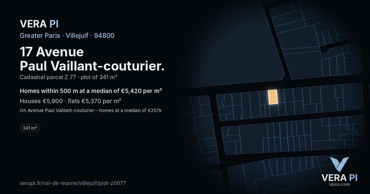 17 Avenue Paul Vaillant-couturier, Villejuif at night – the plot lit, the parcels around coloured by the prices near them
