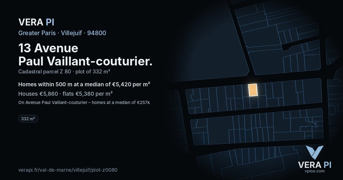 13 Avenue Paul Vaillant-couturier, Villejuif at night – the plot lit, the parcels around coloured by the prices near them