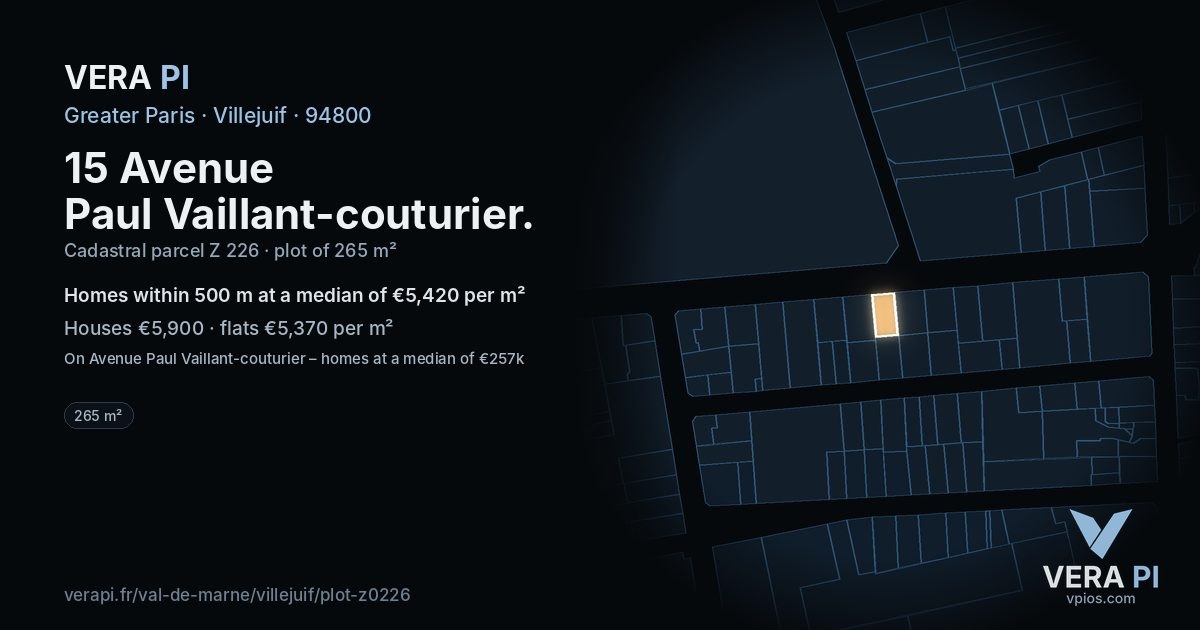 15 Avenue Paul Vaillant-couturier, Villejuif at night – the plot lit, the parcels around coloured by the prices near them