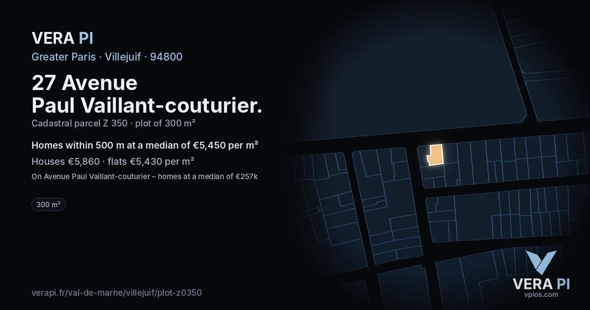 27 Avenue Paul Vaillant-couturier, Villejuif at night – the plot lit, the parcels around coloured by the prices near them