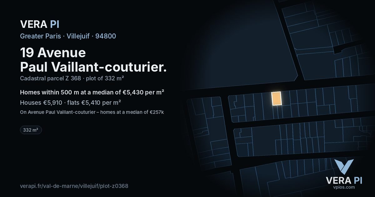 19 Avenue Paul Vaillant-couturier, Villejuif at night – the plot lit, the parcels around coloured by the prices near them